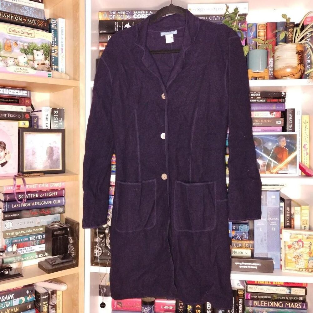 Deane & White Dark Navy (Nearly purple) Wool Cardigan. Size Small